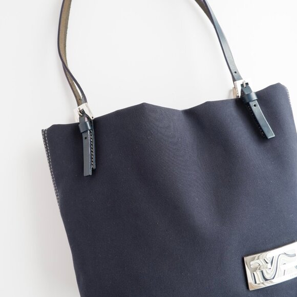 Authentic Preowned Fendi Navy Canvas FF Logo Tote Bag - Picture 2 of 15